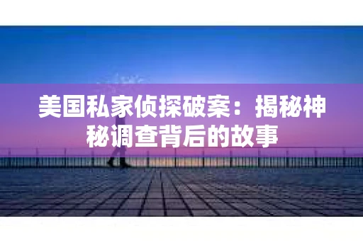 美国私家侦探破案：揭秘神秘调查背后的故事