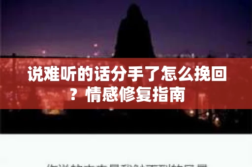 说难听的话分手了怎么挽回？情感修复指南