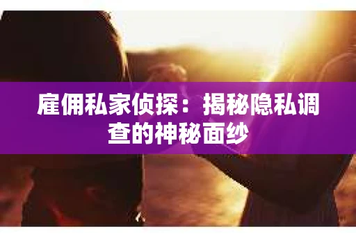雇佣私家侦探：揭秘隐私调查的神秘面纱