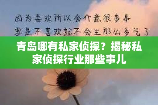 青岛哪有私家侦探？揭秘私家侦探行业那些事儿