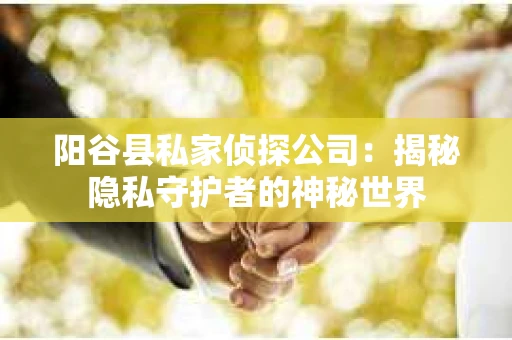 阳谷县私家侦探公司：揭秘隐私守护者的神秘世界