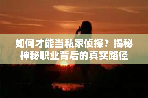 如何才能当私家侦探？揭秘神秘职业背后的真实路径