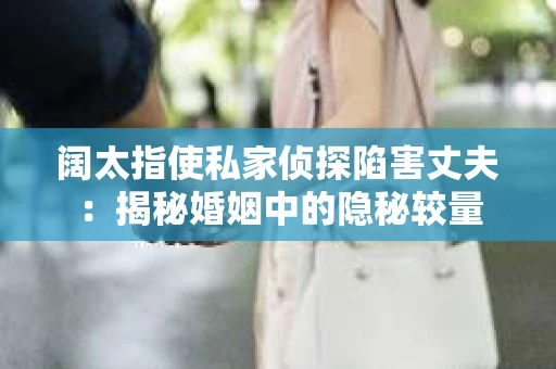 阔太指使私家侦探陷害丈夫：揭秘婚姻中的隐秘较量