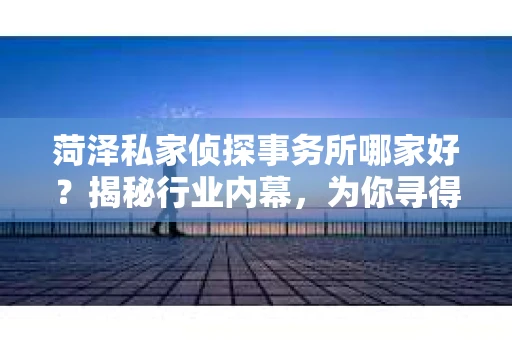 菏泽私家侦探事务所哪家好？揭秘行业内幕，为你寻得可靠伙伴