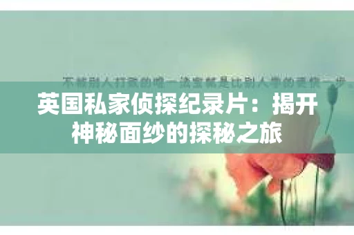 英国私家侦探纪录片：揭开神秘面纱的探秘之旅
